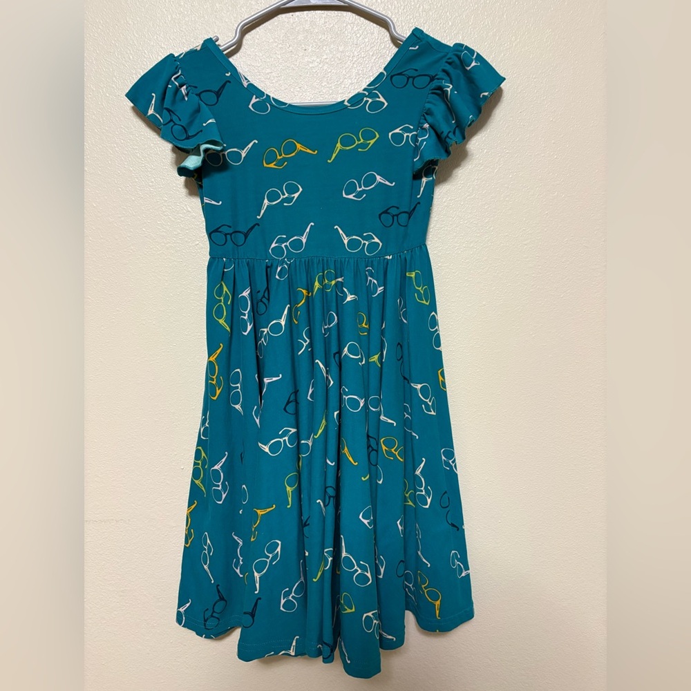 Dot Dot Smile Teal Dress with Fun Glasses Pattern